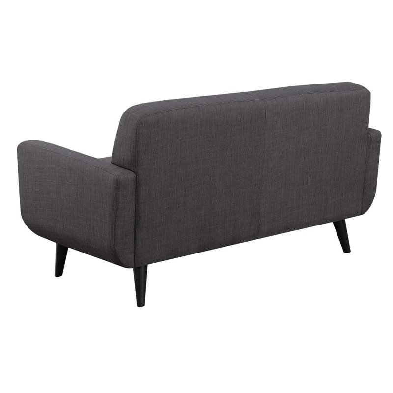 Pemberly Row Contemporary Loveseat with Tufted Back Cushions in Charcoal