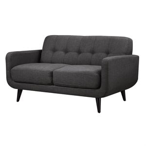 Pemberly Row Contemporary Loveseat with Tufted Back Cushions in Charcoal