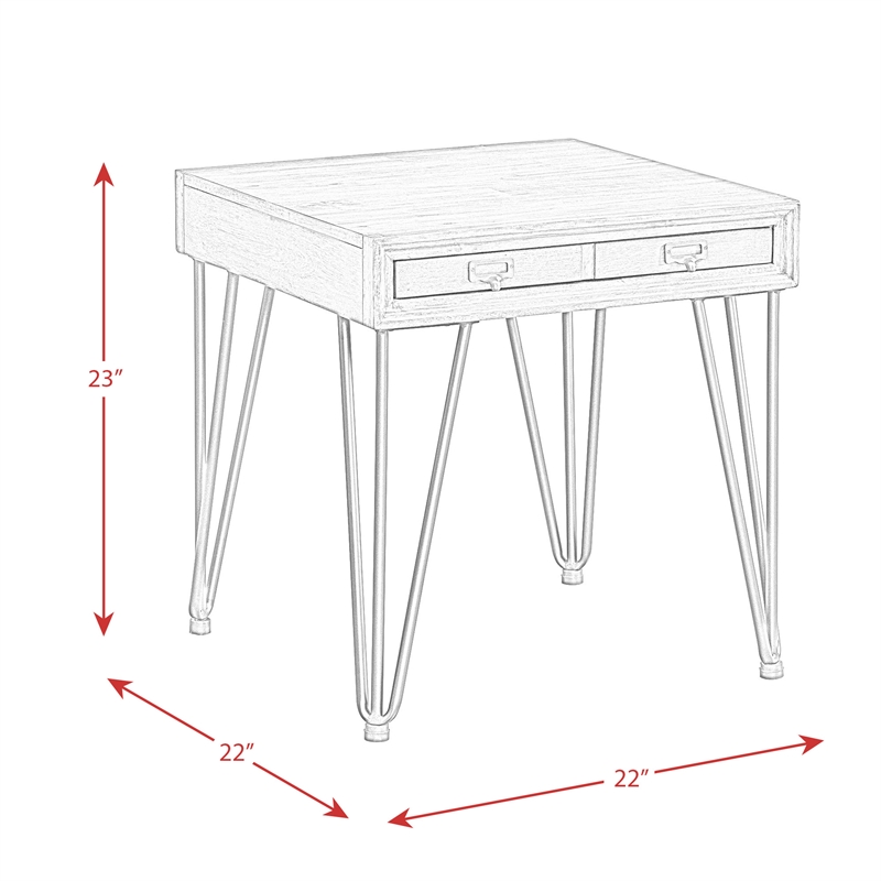 Pemberly Row Transitional Tanner End Table with Pull Out Tray in Brown