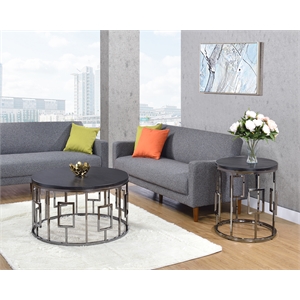 Pemberly Row Transitional Metal Round End Table in Chrome Finish