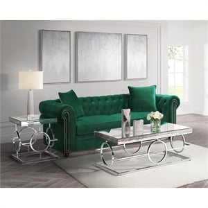 Pemberly Row Transitional 2PC Occasional Table Set in Chrome