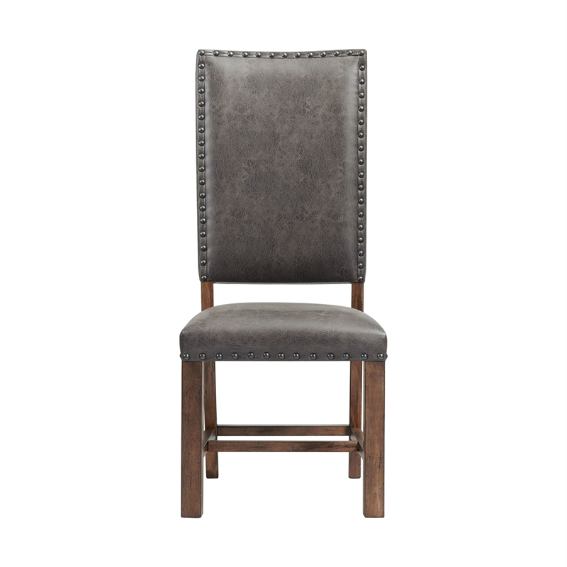 Pemberly Row Transitional Tall Back 2 Side Chairs Set in Brown