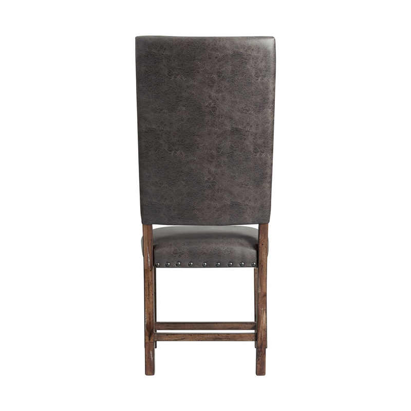 Pemberly Row Transitional Tall Back 2 Side Chairs Set in Brown
