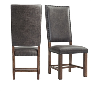 Pemberly Row Transitional Tall Back 2 Side Chairs Set in Brown
