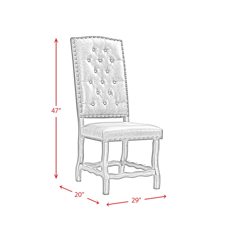 Pemberly Row Transitional Tufted Tall Back Side Chair Set in Brown