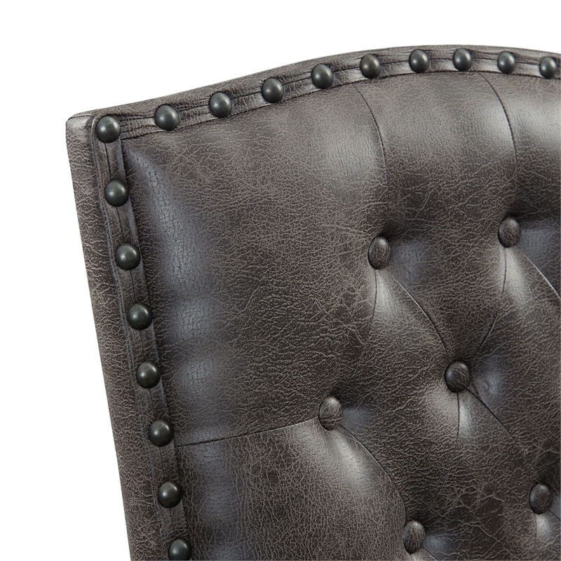 Pemberly Row Transitional Tufted Tall Back Side Chair Set in Brown
