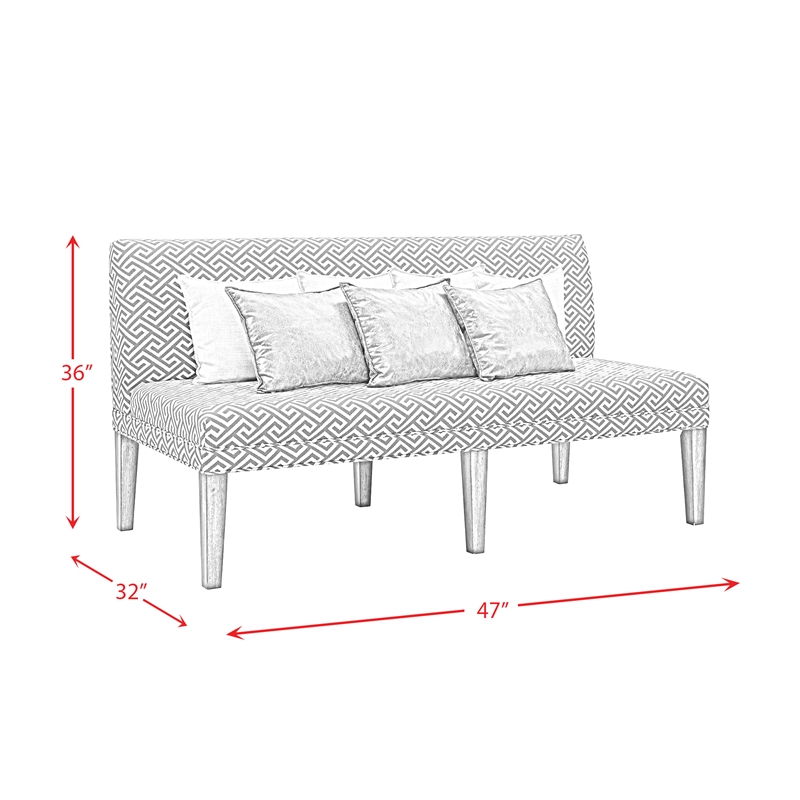 Pemberly Row Transitional Upholstered Dining Settee in Brown