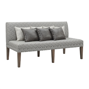 Pemberly Row Transitional Upholstered Dining Settee in Brown