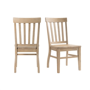 Pemberly Row Transitional Slat Back Chair Set in Natural Finish
