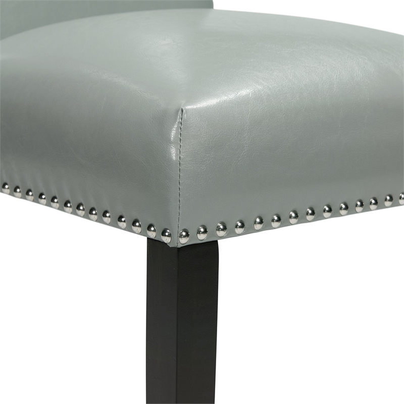 Pemberly Row Transitional Faux Leather Dining Side Chair Set in Gray