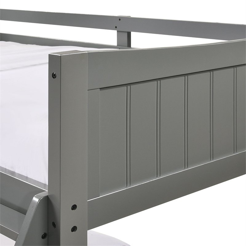Pemberly Row Transitional Wood Twin Over Twin Bunk Bed in Gray