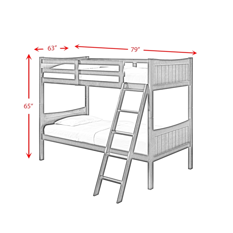Pemberly Row Transitional Wood Twin Over Twin Bunk Bed in Gray