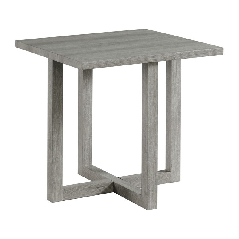 Pemberly Row Contemporary Solid Woods and Veneers End Table in Gray