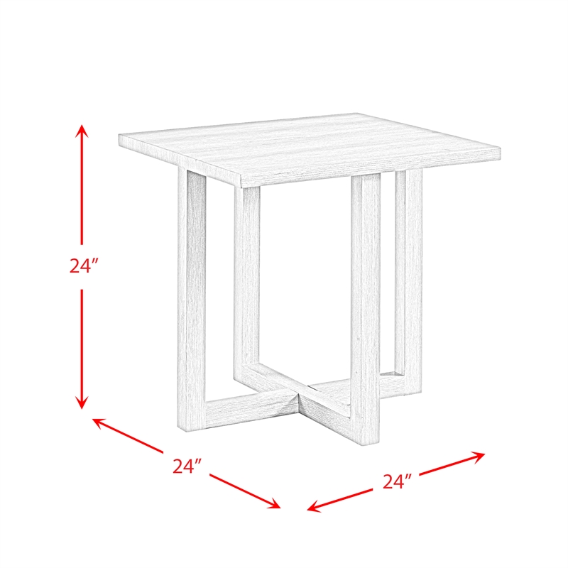 Pemberly Row Contemporary Solid Woods and Veneers End Table in Gray