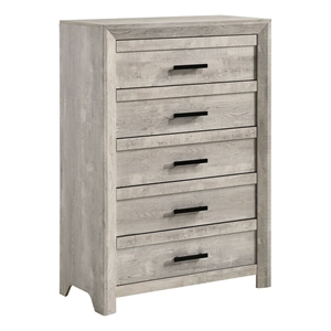 Pemberly Row Contemporary Five Spacious Drawers Chest in White