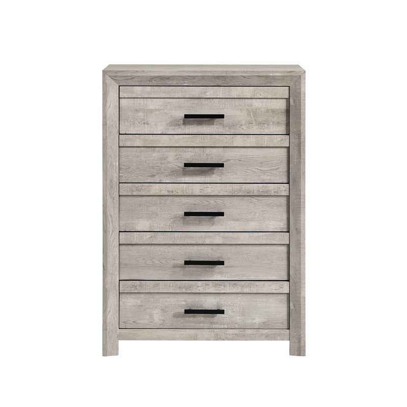 Pemberly Row Contemporary Five Spacious Drawers Chest in White