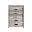 Pemberly Row Contemporary Five Spacious Drawers Chest in White