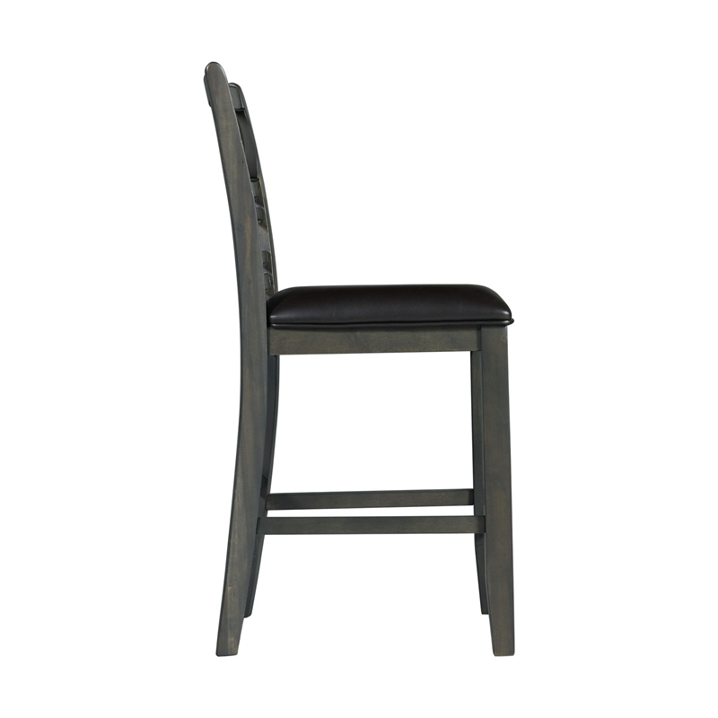 Pemberly Row Transitional Counter Height 5PC Dining Set in Gray