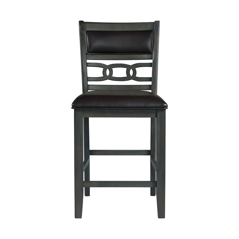 Pemberly Row Transitional Counter Height Faux Leather Side Chair Set