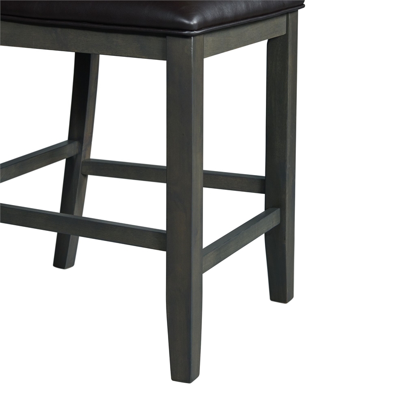 Pemberly Row Transitional Counter Height Faux Leather Side Chair Set
