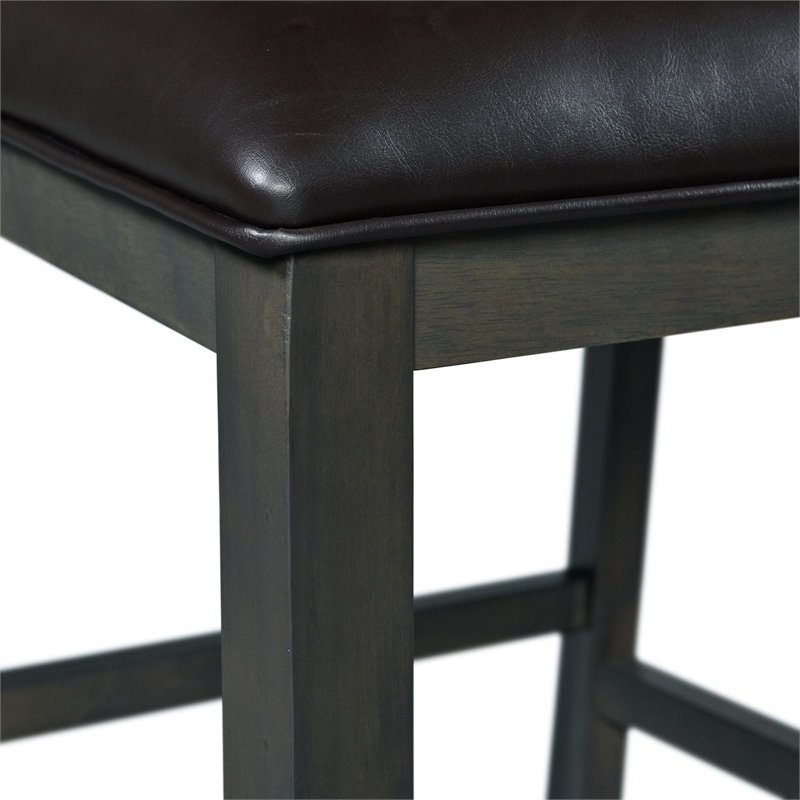 Pemberly Row Transitional Counter Height Faux Leather Side Chair Set