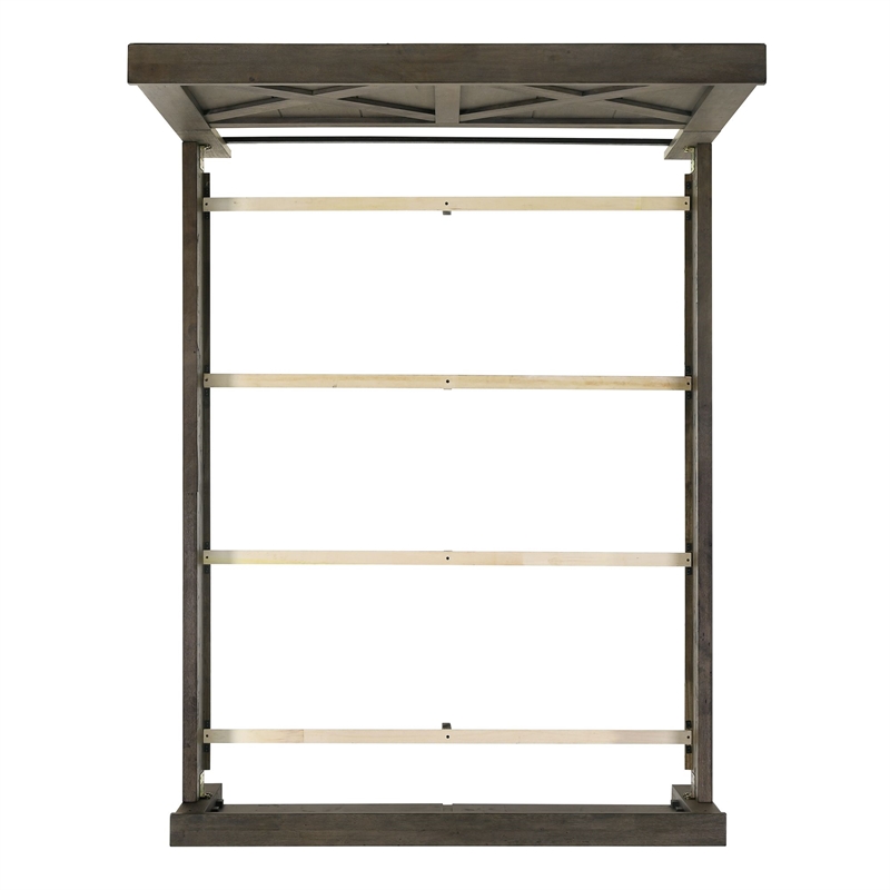 Pemberly Row Farmhouse Wood Queen Panel Bed in Gray with One Spacious Drawer
