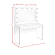 Pemberly Row Transitional Glass Top 2Pc Vanity Set with 4mm Mirror in White
