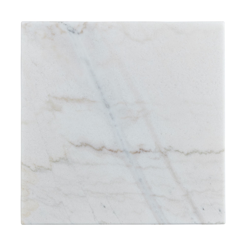 Pemberly Row Contemporary Square End Table with White Marble Top