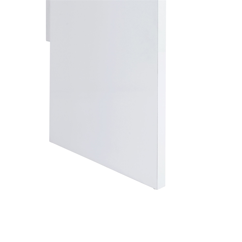 Pemberly Row Modern Glass Top 2PC Vanity Set with 4mm Mirror in White