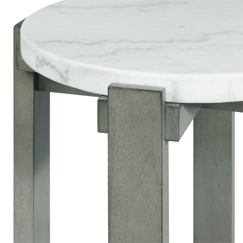 Pemberly Row 2PC Occasional Set in Gray with White Natural Marble Top