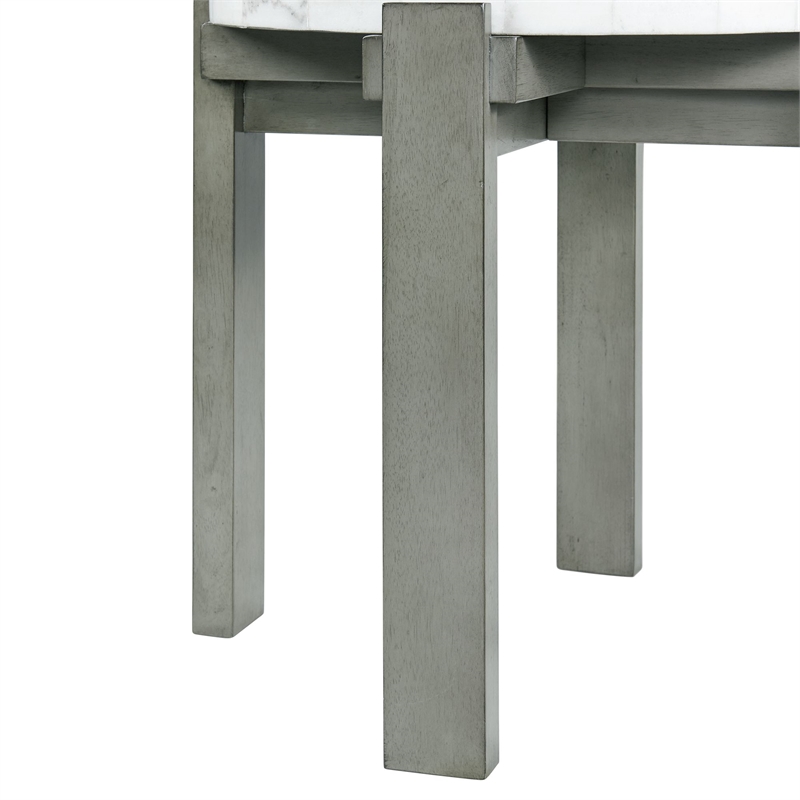 Pemberly Row 2PC Occasional Set in Gray with White Natural Marble Top