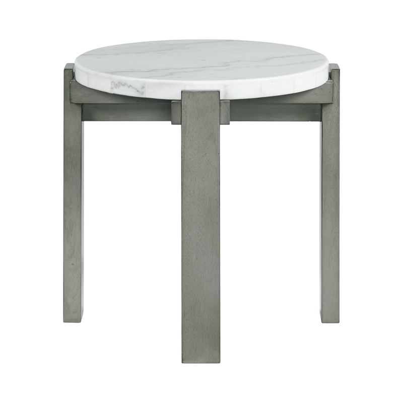 Pemberly Row 2PC Occasional Set in Gray with White Natural Marble Top