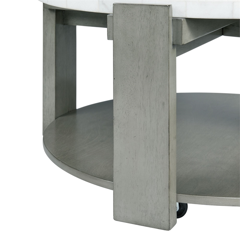 Pemberly Row 2PC Occasional Set in Gray with White Natural Marble Top