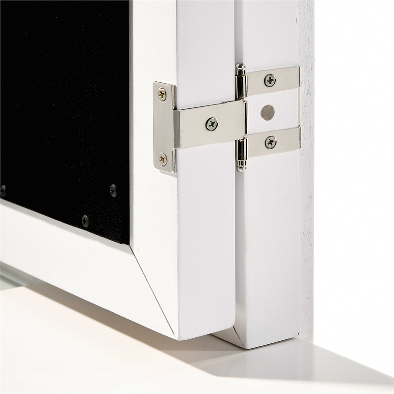 Pemberly Row Contemporary Vanity Set with USB in White Finish