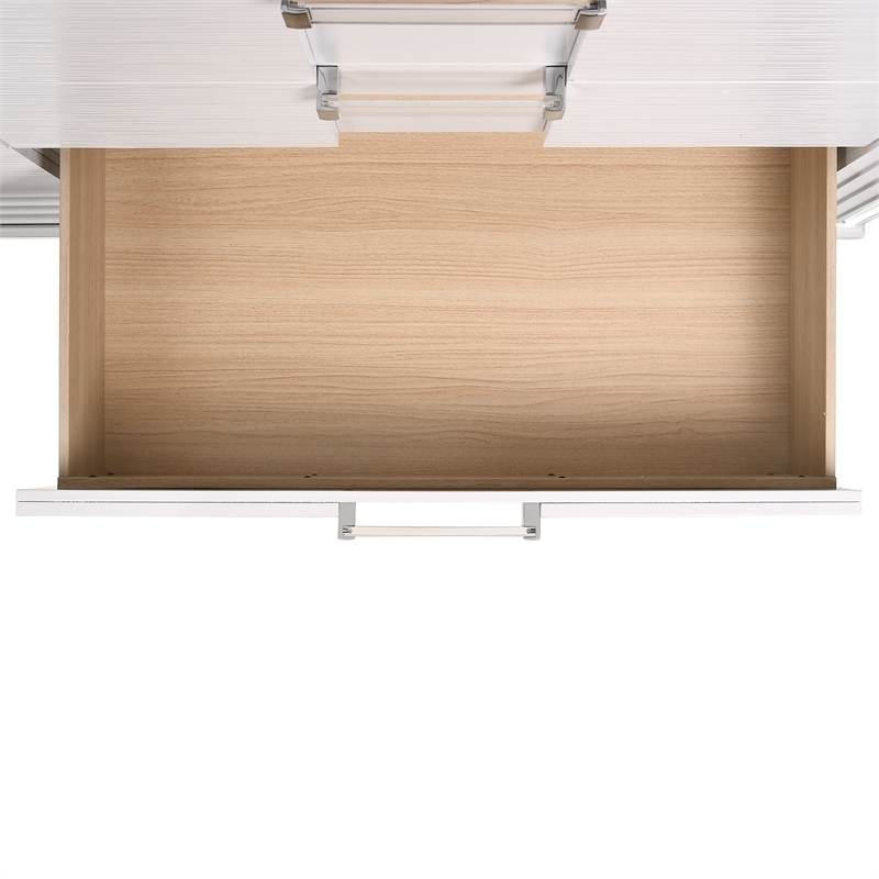 Pemberly Row Contemporary Queen Storage 4PC Bedroom Set in White