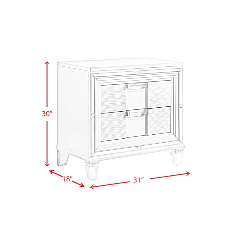 Pemberly Row Contemporary Queen Storage 4PC Bedroom Set in White