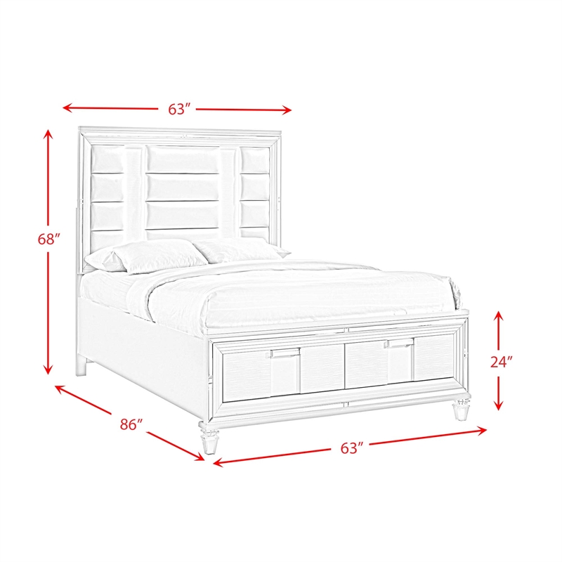 Pemberly Row Contemporary Queen Storage 4PC Bedroom Set in White