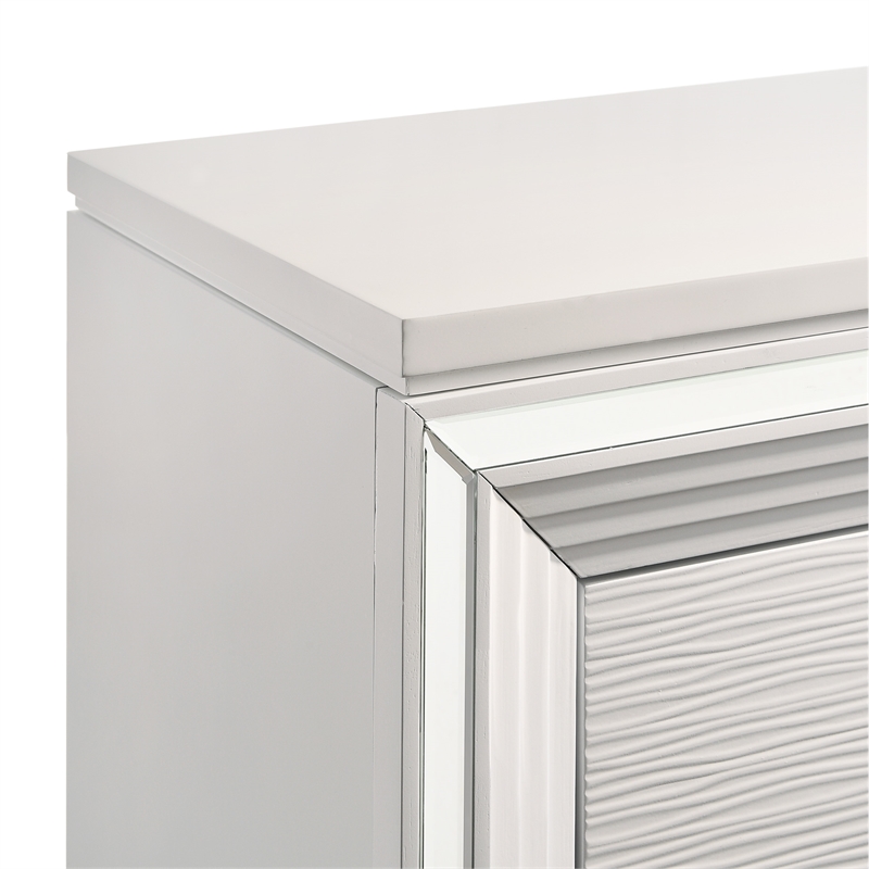 Pemberly Row Contemporary Queen Storage 4PC Bedroom Set in White