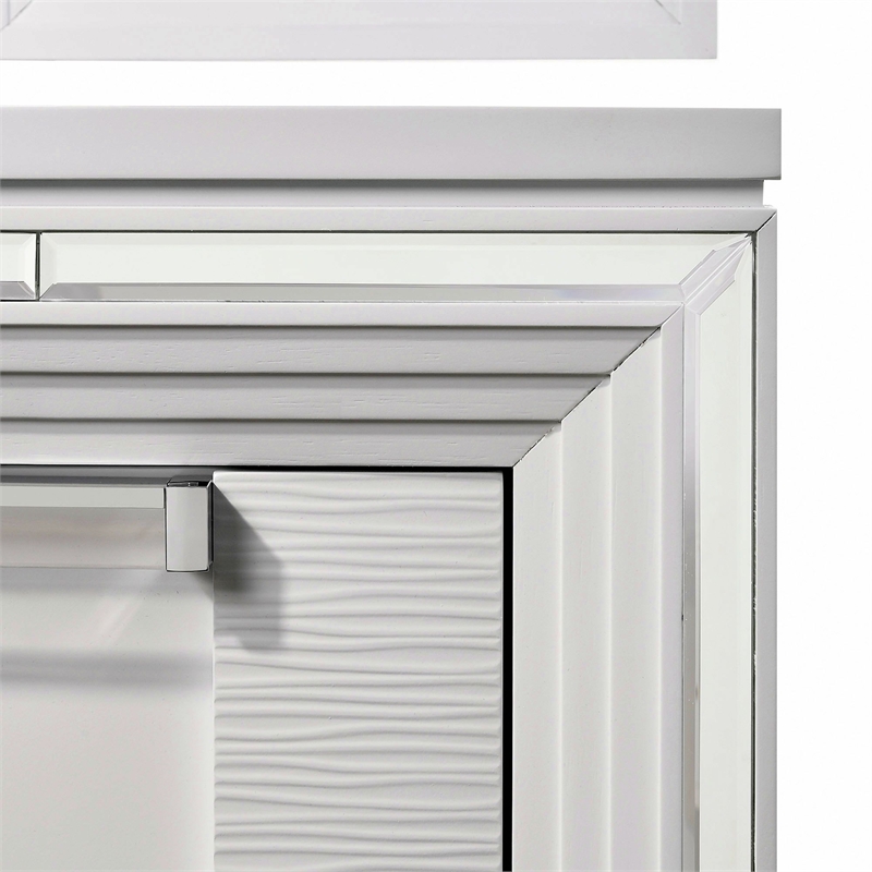 Pemberly Row Contemporary 3PC Vanity Set with LED Mirror in White