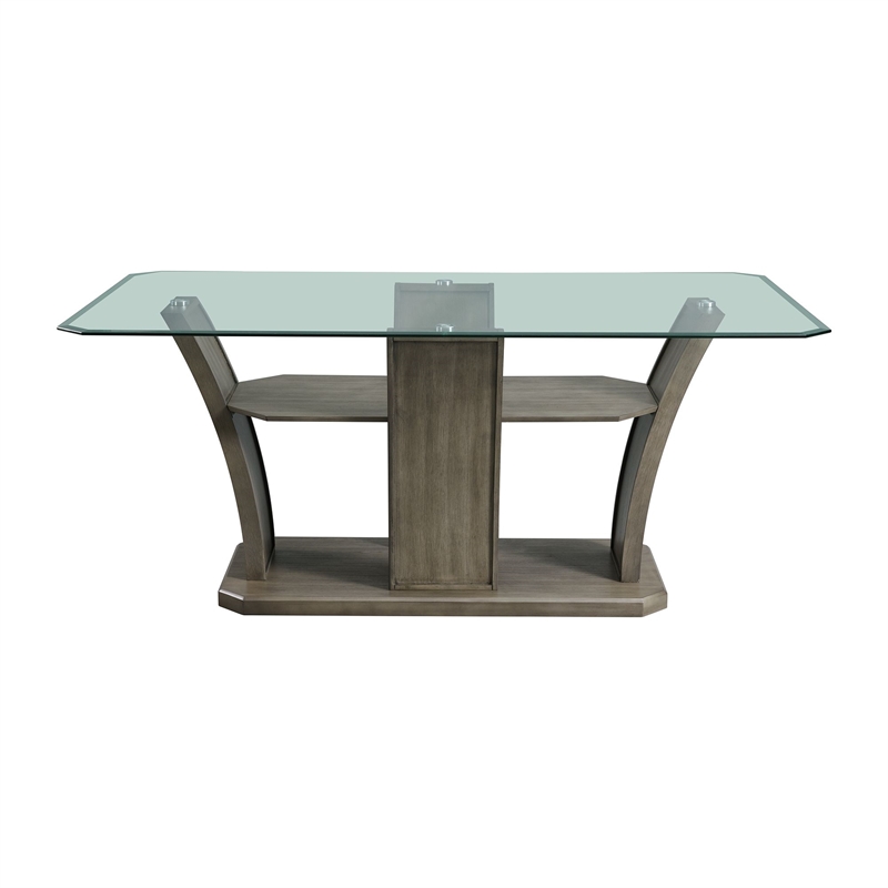 Pemberly Row Transitional Rectangular Dining Table in Gray Finish