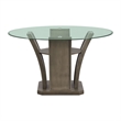 Pemberly Row Transitional Round Glass Table Top Dining Table in Gray