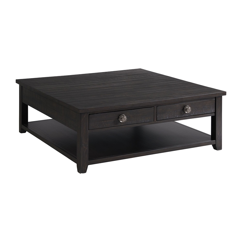 Pemberley Row Coffee Table Espresso Square Open Floor Shelf Space Assembled