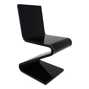 Pemberly Row Contemporary Acrylic Plastic Z-Chair in Solid Black