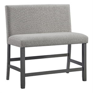 Pemberly Row Transitional Counter Bench - Upholstered Back in Gray
