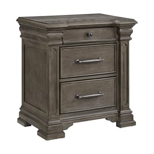 Pemberly Row Transitional 3-Drawer Nightstand (Sliding Top) in Gray