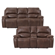 Pemberly Row Traditional 2PC Living Room Set in Heritage Brown