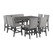 Pemberly Row Transitional 8PC Counter Height Dining Set in Gray