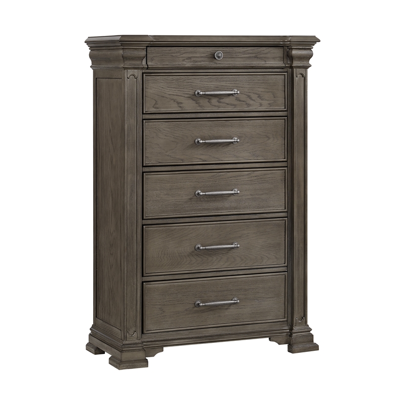 Pemberly Row Transitional Wood King 3PC Bedroom Set in Gray Finish
