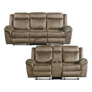 Pemberly Row 2PC Living Room Set in T101 Brown-Sofa & Loveseat