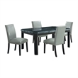 Pemberly Row 5PC Dining Set- Table & Four Gray Faux Leather Chairs